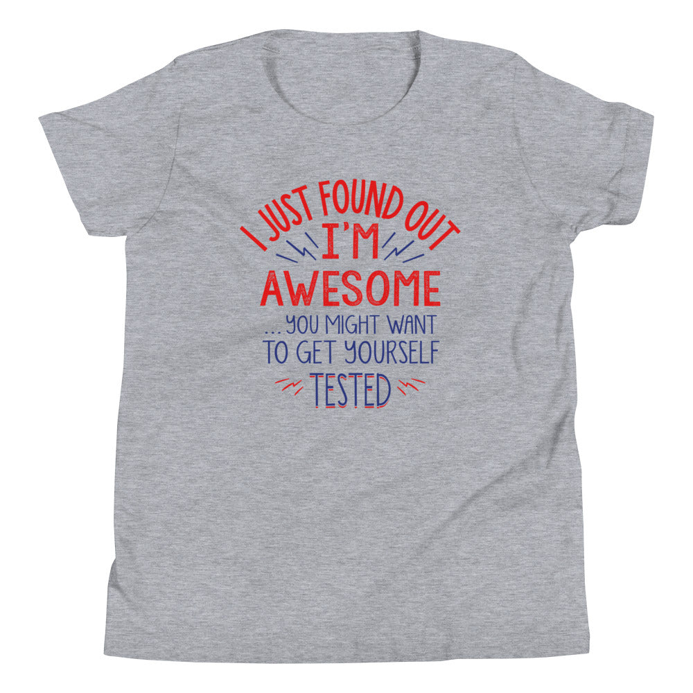 I'm Awesome, Get Yourself Tested Kid's Youth Tee Hoodie, Sweatshirt | CoreVibeTees.com (Image 2)