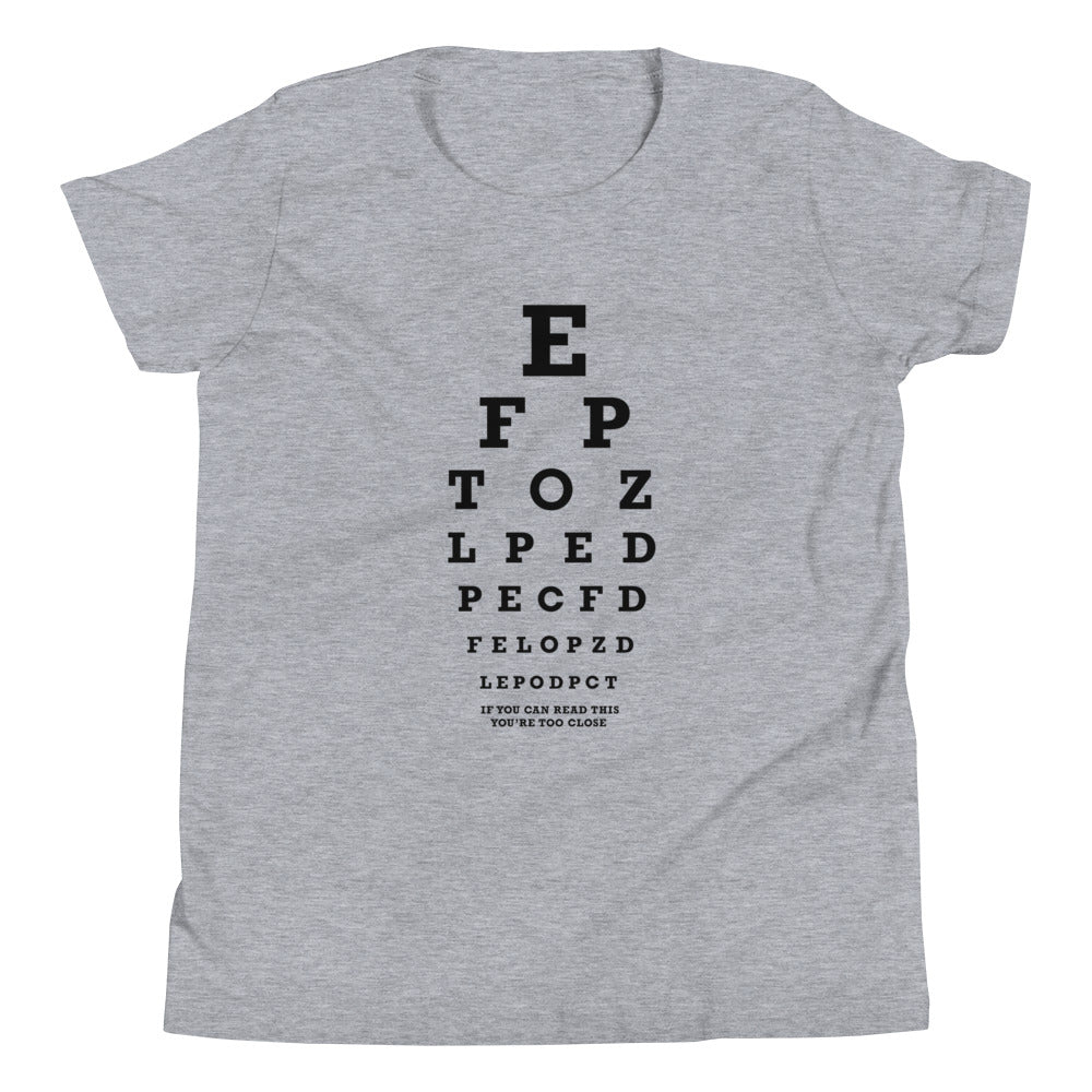 Too Close Eye Chart Kid's Youth Tee Hoodie, Sweatshirt | CoreVibeTees.com (Image 1)