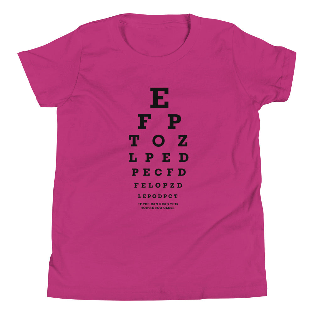 Too Close Eye Chart Kid's Youth Tee Hoodie, Sweatshirt | CoreVibeTees.com (Image 3)