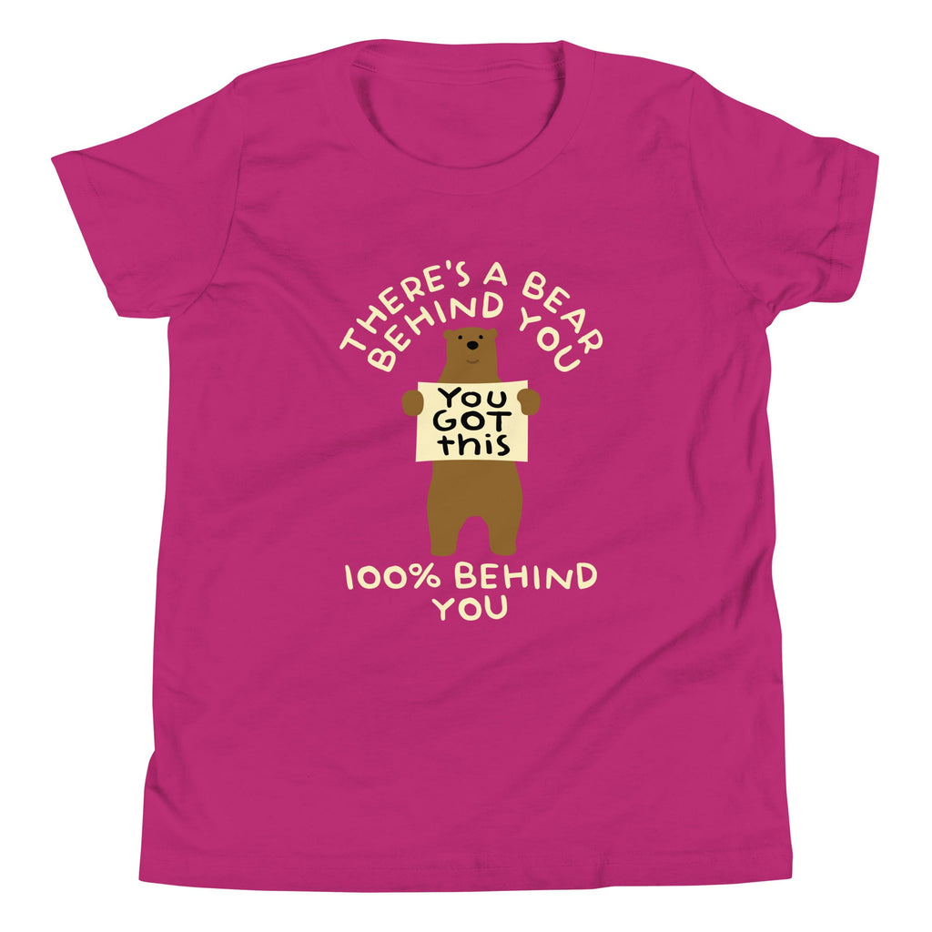 There's A Bear Behind You, 100% Behind You Kid's Youth Tee Hoodie, Sweatshirt | CoreVibeTees.com (Image 5)