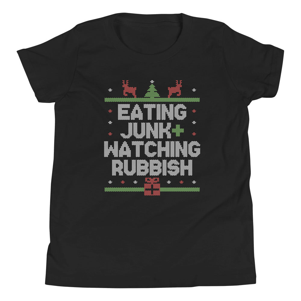 Eating Junk And Watching Rubbish Kid's Youth Tee Hoodie, Sweatshirt | CoreVibeTees.com (Image 2)