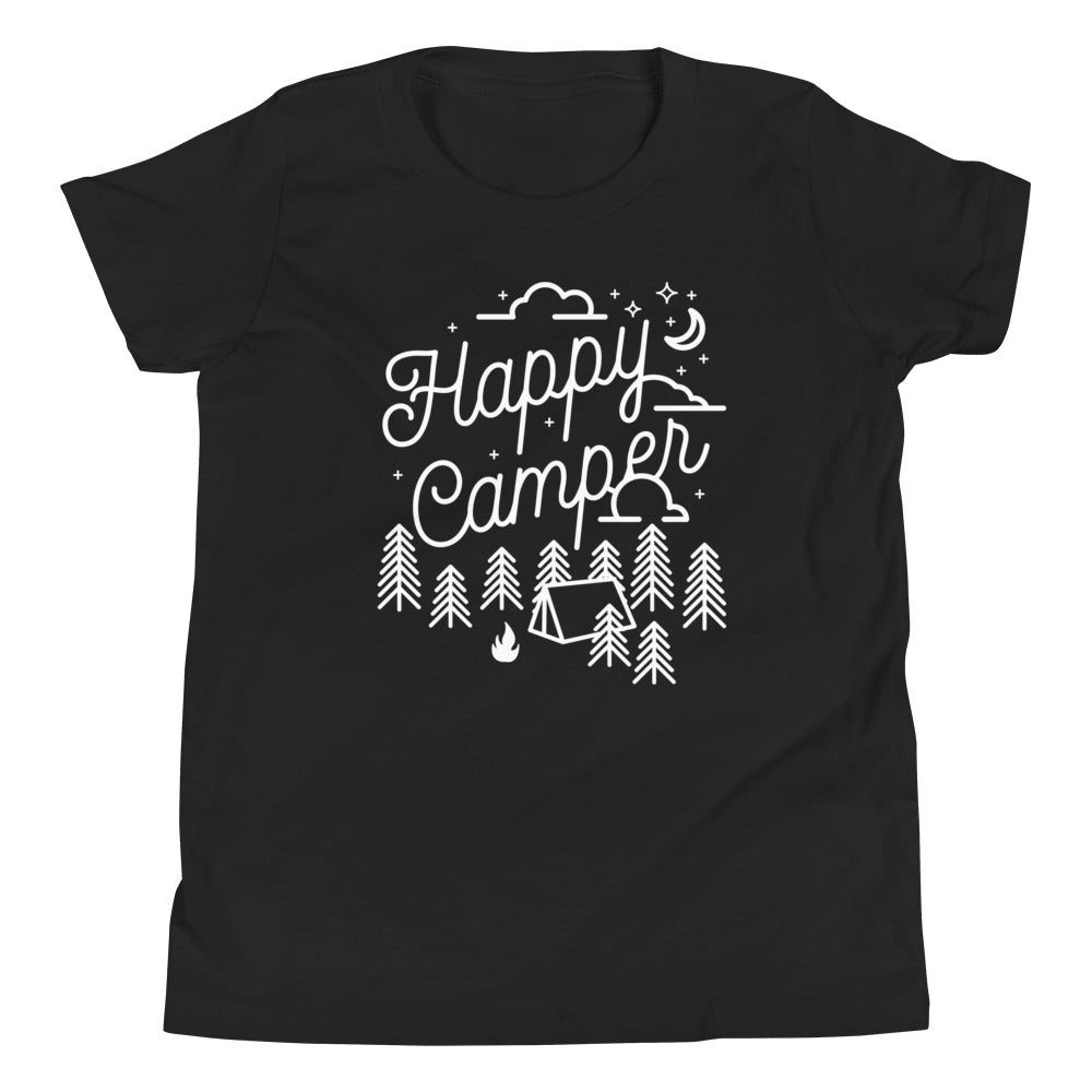 Happy Camper Kid's Youth Tee Hoodie, Sweatshirt | CoreVibeTees.com (Image 2)