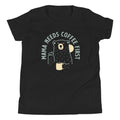 Mama Needs Coffee First Kid's Youth Tee Hoodie, Sweatshirt | CoreVibeTees.com (Image 1)