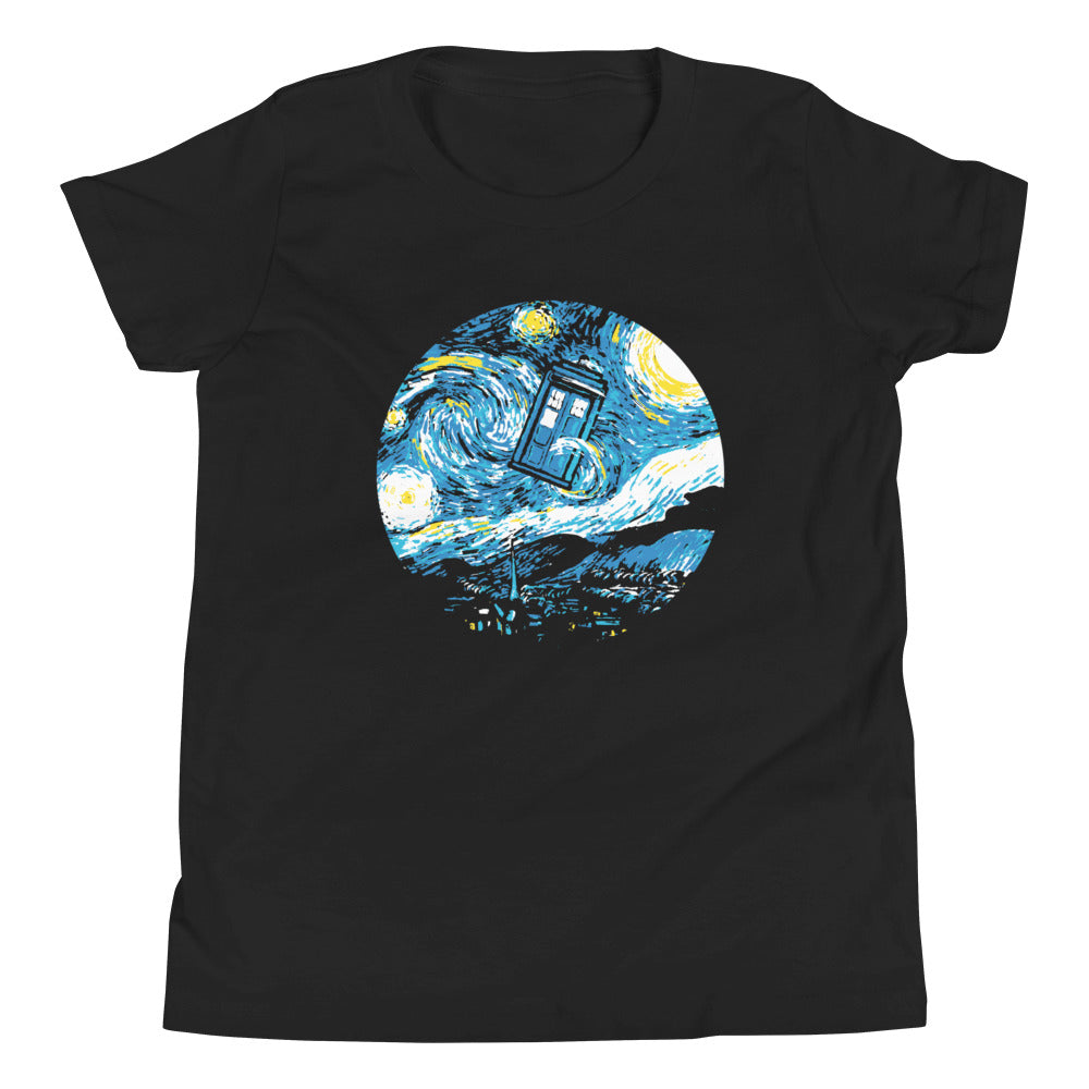 Starry Night Police Box Kid's Youth Tee Hoodie, Sweatshirt | CoreVibeTees.com (Image 1)