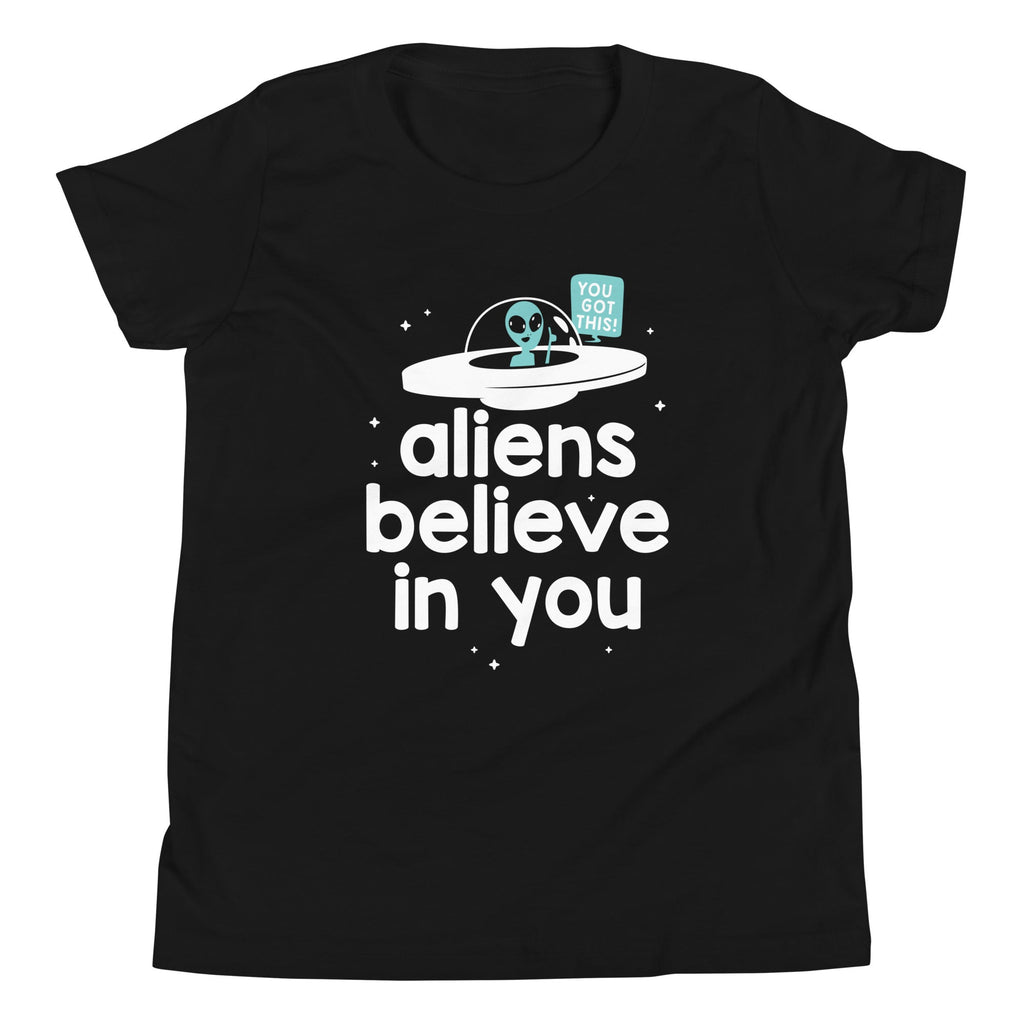 Aliens Believe In You Kid's Youth Tee Hoodie, Sweatshirt | CoreVibeTees.com (Image 2)