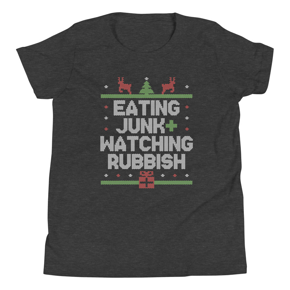 Eating Junk And Watching Rubbish Kid's Youth Tee Hoodie, Sweatshirt | CoreVibeTees.com (Image 3)