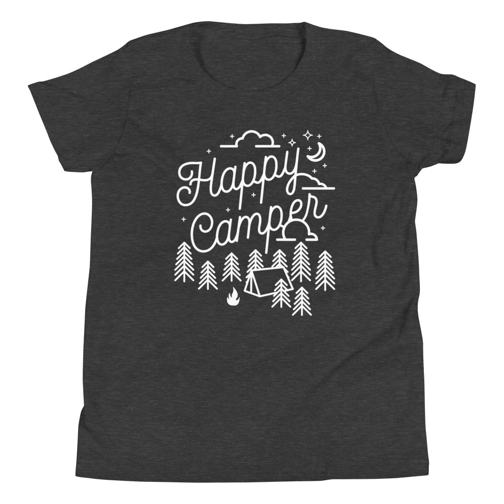 Happy Camper Kid's Youth Tee Hoodie, Sweatshirt | CoreVibeTees.com (Image 4)