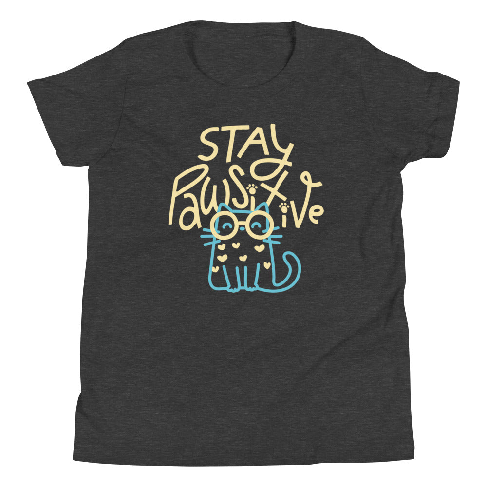 Stay Pawsitive Kid's Youth Tee Hoodie, Sweatshirt | CoreVibeTees.com (Image 3)