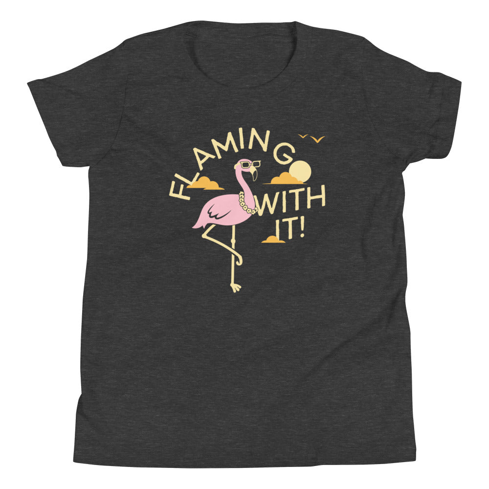 Flamingo With It Kid's Youth Tee Hoodie, Sweatshirt | CoreVibeTees.com (Image 3)