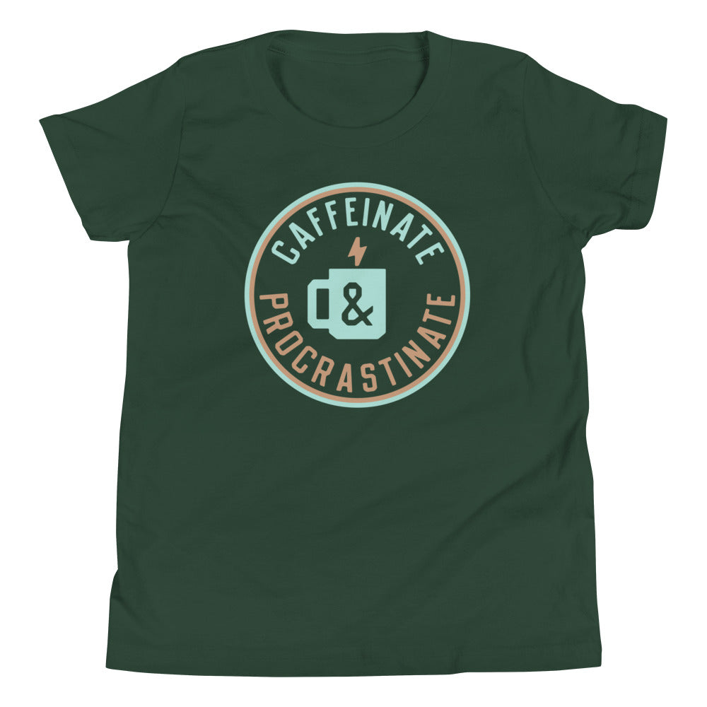 Caffeinate And Procrastinate Kid's Youth Tee Hoodie, Sweatshirt | CoreVibeTees.com (Image 3)