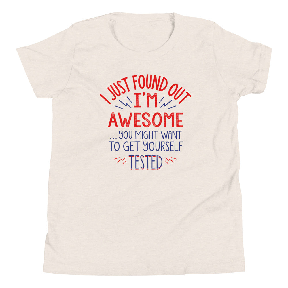 I'm Awesome, Get Yourself Tested Kid's Youth Tee Hoodie, Sweatshirt | CoreVibeTees.com (Image 3)
