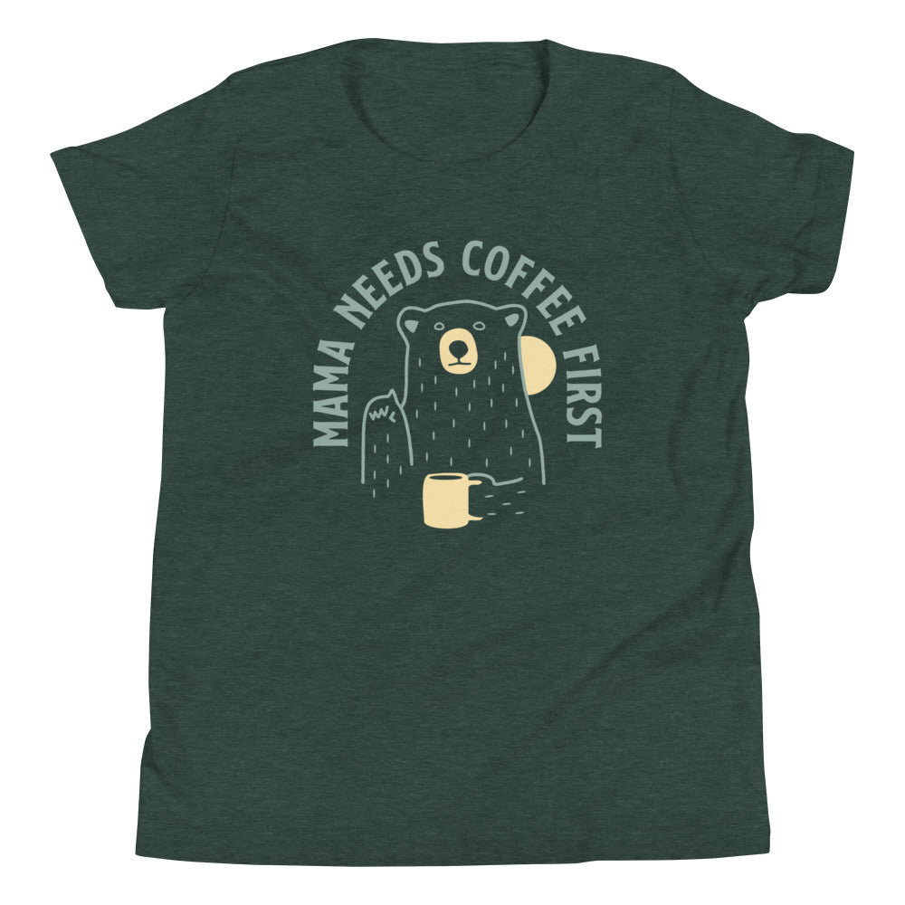 Mama Needs Coffee First Kid's Youth Tee Hoodie, Sweatshirt | CoreVibeTees.com (Image 3)