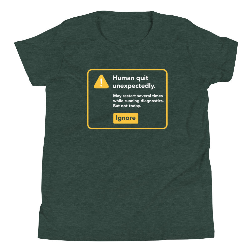 Human Quit Unexpectedly Kid's Youth Tee Hoodie, Sweatshirt | CoreVibeTees.com (Image 5)