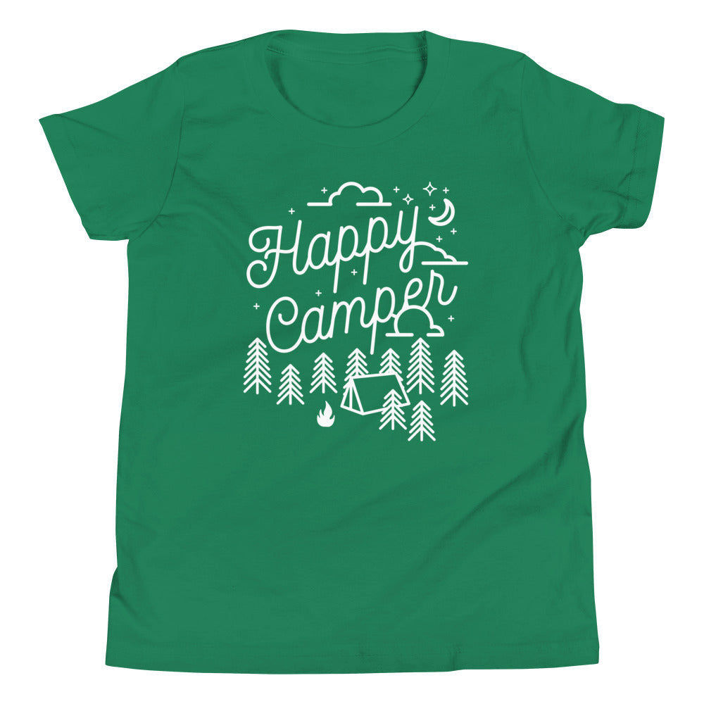 Happy Camper Kid's Youth Tee Hoodie, Sweatshirt | CoreVibeTees.com (Image 1)