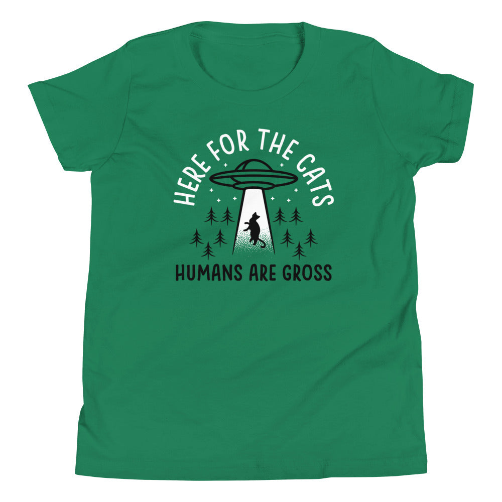Here For The Cats, Humans Are Gross Kid's Youth Tee Hoodie, Sweatshirt | CoreVibeTees.com (Image 4)