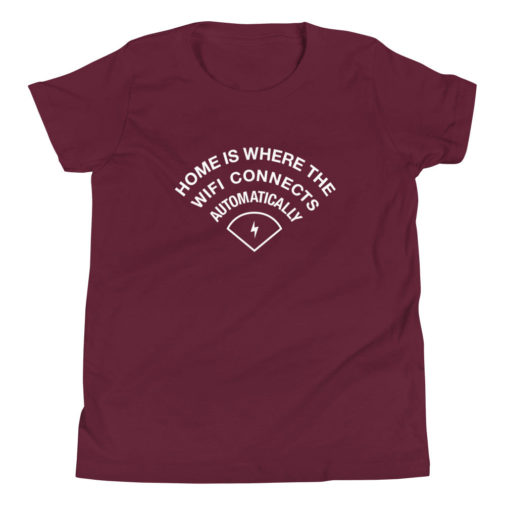 Home Is Where The WiFI Connects Automatically Kid's Youth Tee Hoodie, Sweatshirt | CoreVibeTees.com (Image 3)
