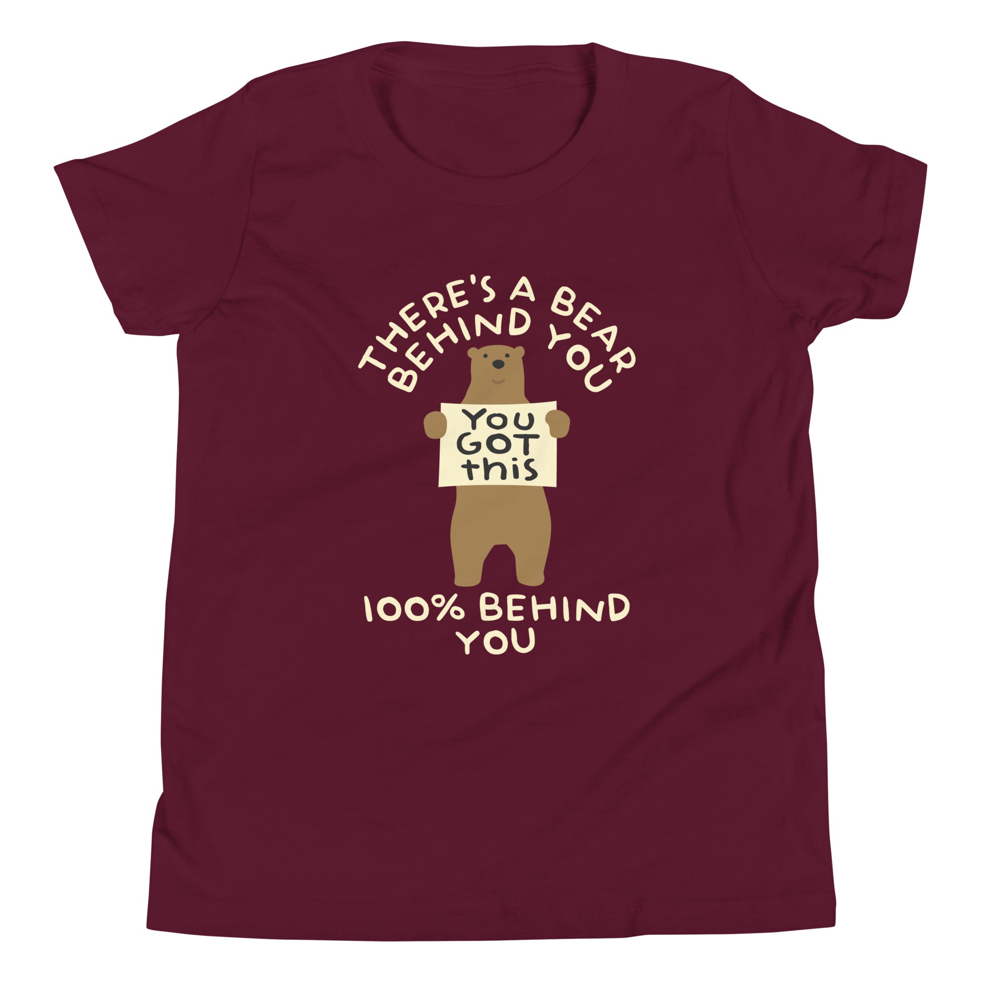 There's A Bear Behind You, 100% Behind You Kid's Youth Tee Hoodie, Sweatshirt | CoreVibeTees.com (Image 1)