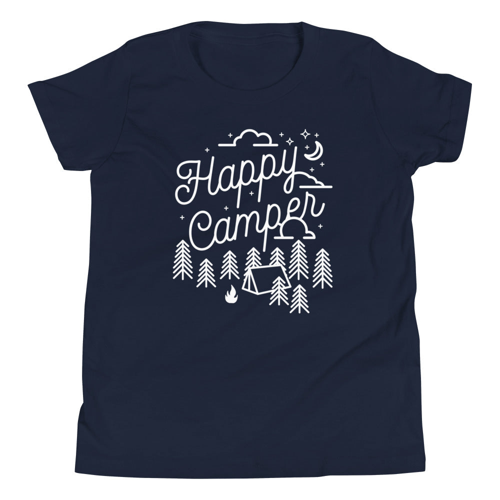 Happy Camper Kid's Youth Tee Hoodie, Sweatshirt | CoreVibeTees.com (Image 3)