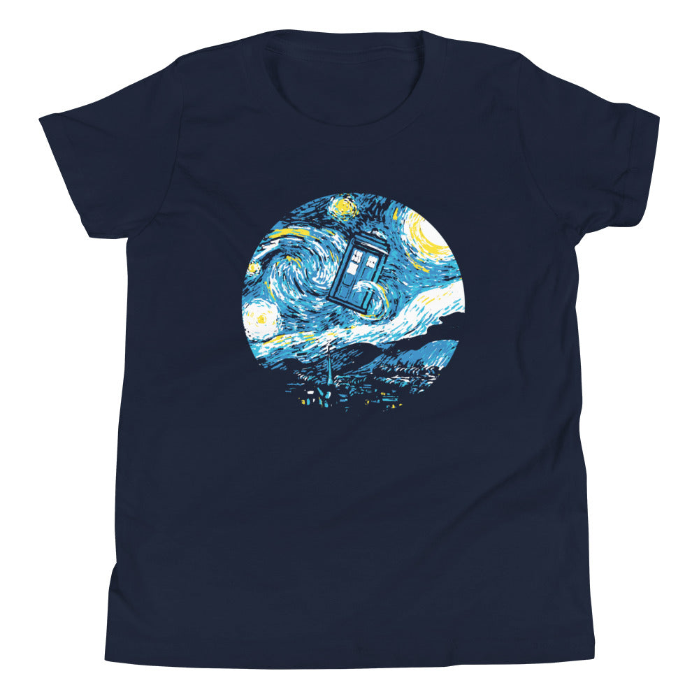 Starry Night Police Box Kid's Youth Tee Hoodie, Sweatshirt | CoreVibeTees.com (Image 2)
