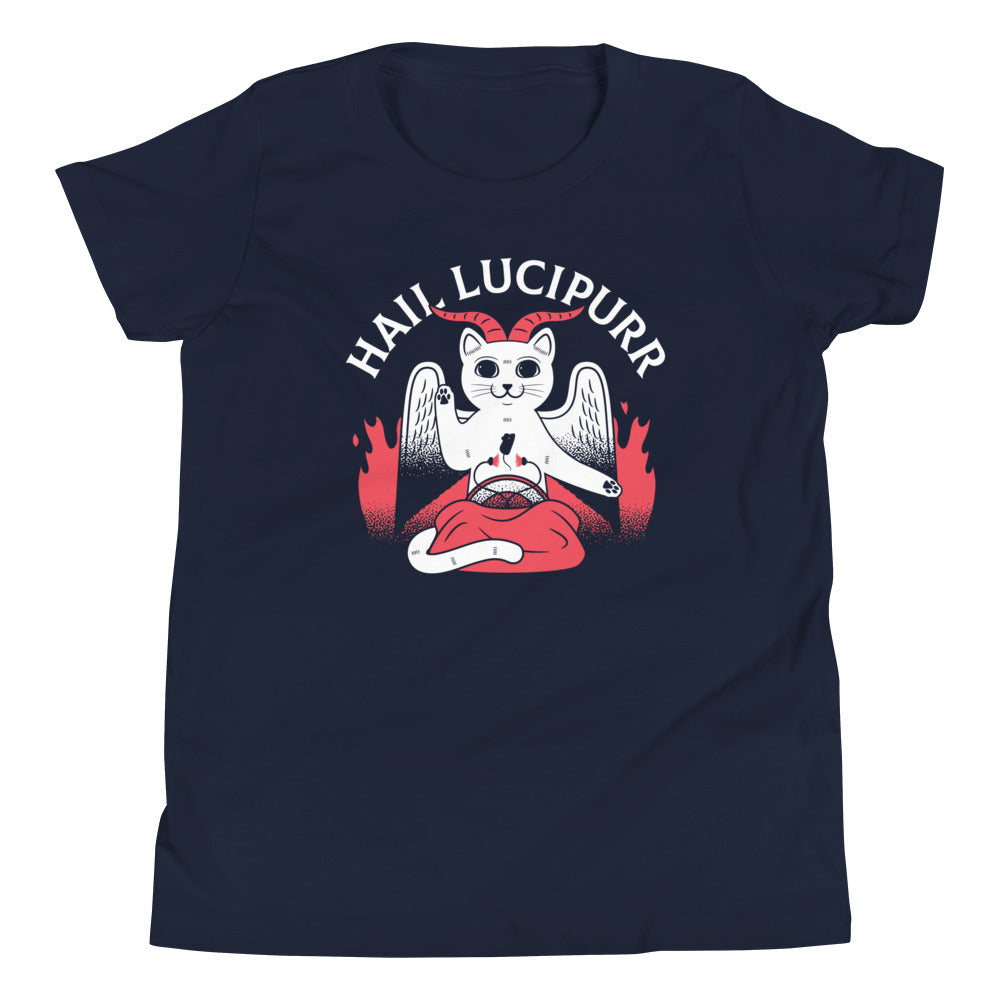 Hail Lucipurr Kid's Youth Tee Hoodie, Sweatshirt | CoreVibeTees.com (Image 2)