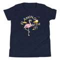 Flamingo With It Kid's Youth Tee Hoodie, Sweatshirt | CoreVibeTees.com (Image 1)