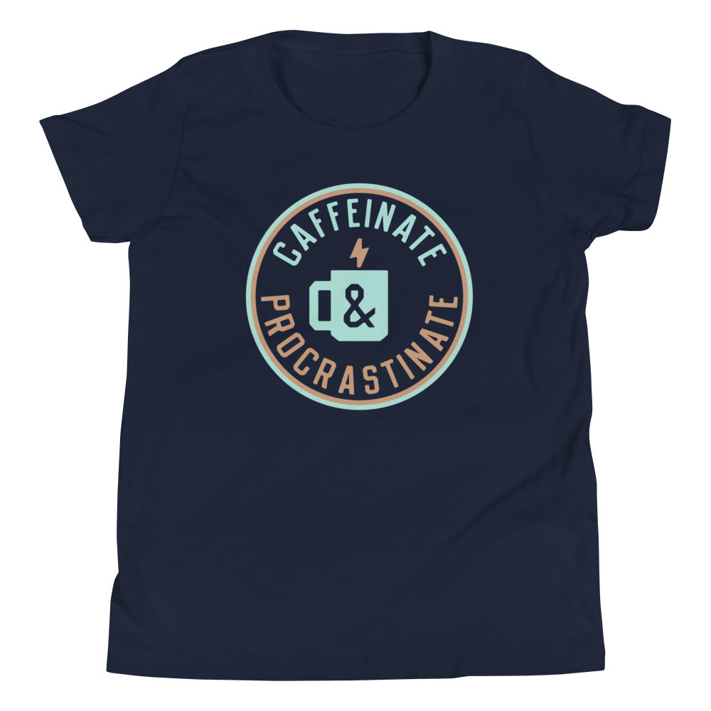 Caffeinate And Procrastinate Kid's Youth Tee Hoodie, Sweatshirt | CoreVibeTees.com (Image 2)