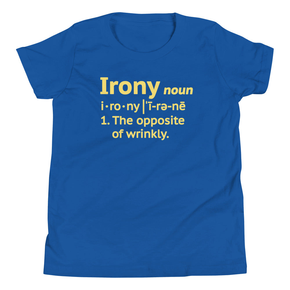 Irony Definition Kid's Youth Tee Hoodie, Sweatshirt | CoreVibeTees.com (Image 1)