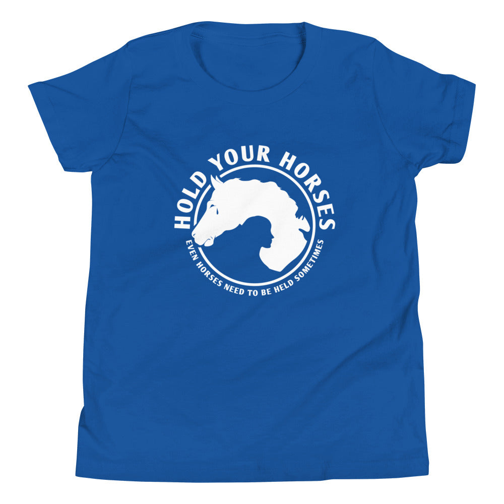 Hold Your Horses Kid's Youth Tee Hoodie, Sweatshirt | CoreVibeTees.com (Image 1)