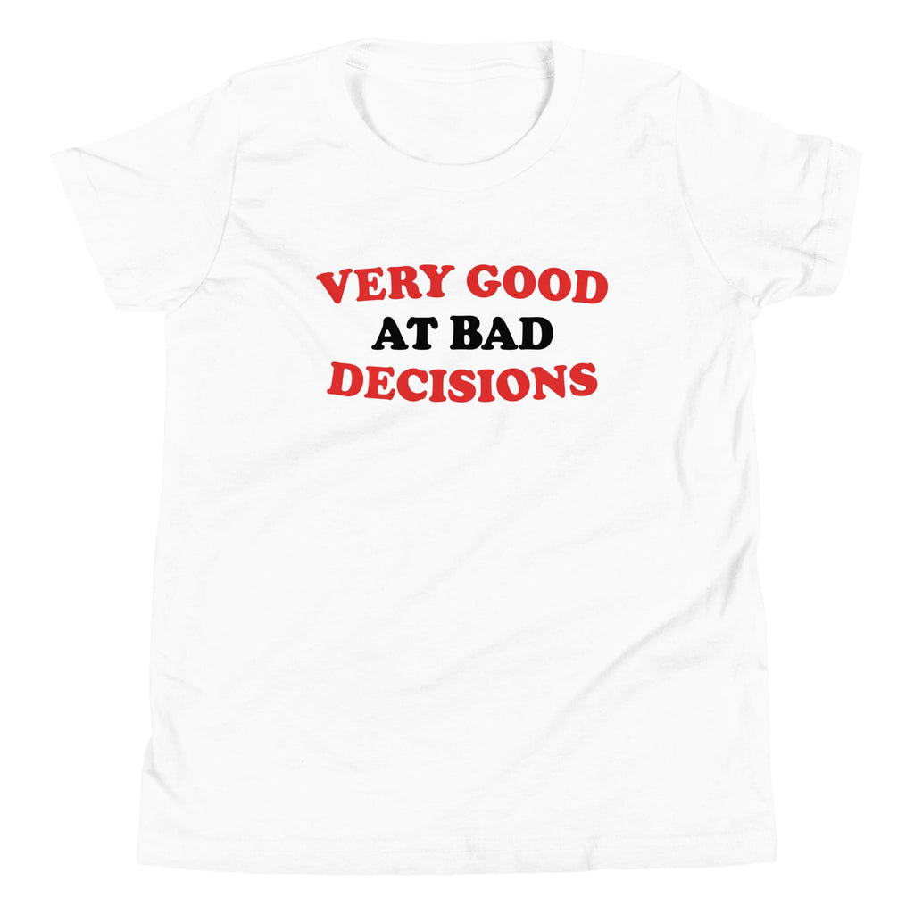 Very Good At Bad Decisions Kid's Youth Tee Hoodie, Sweatshirt | CoreVibeTees.com (Image 5)